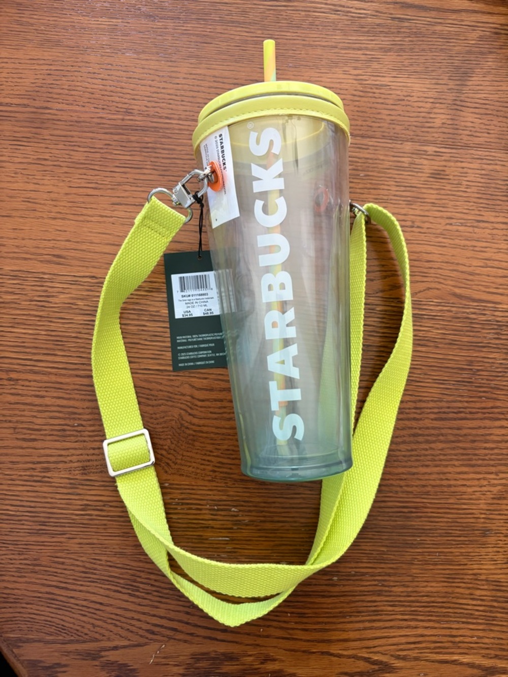 Starbucks Clear Insulated Tumbler with Lime Strap and Lid